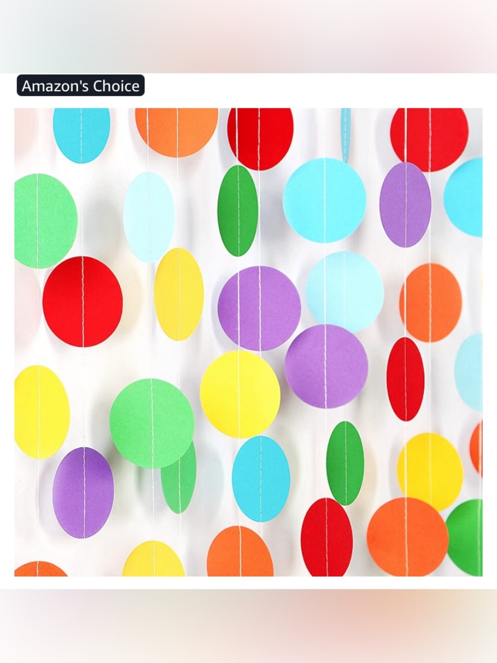 Colorful Circle Paper Garland - Multicolor Party Hanging Decor (5 Pack)